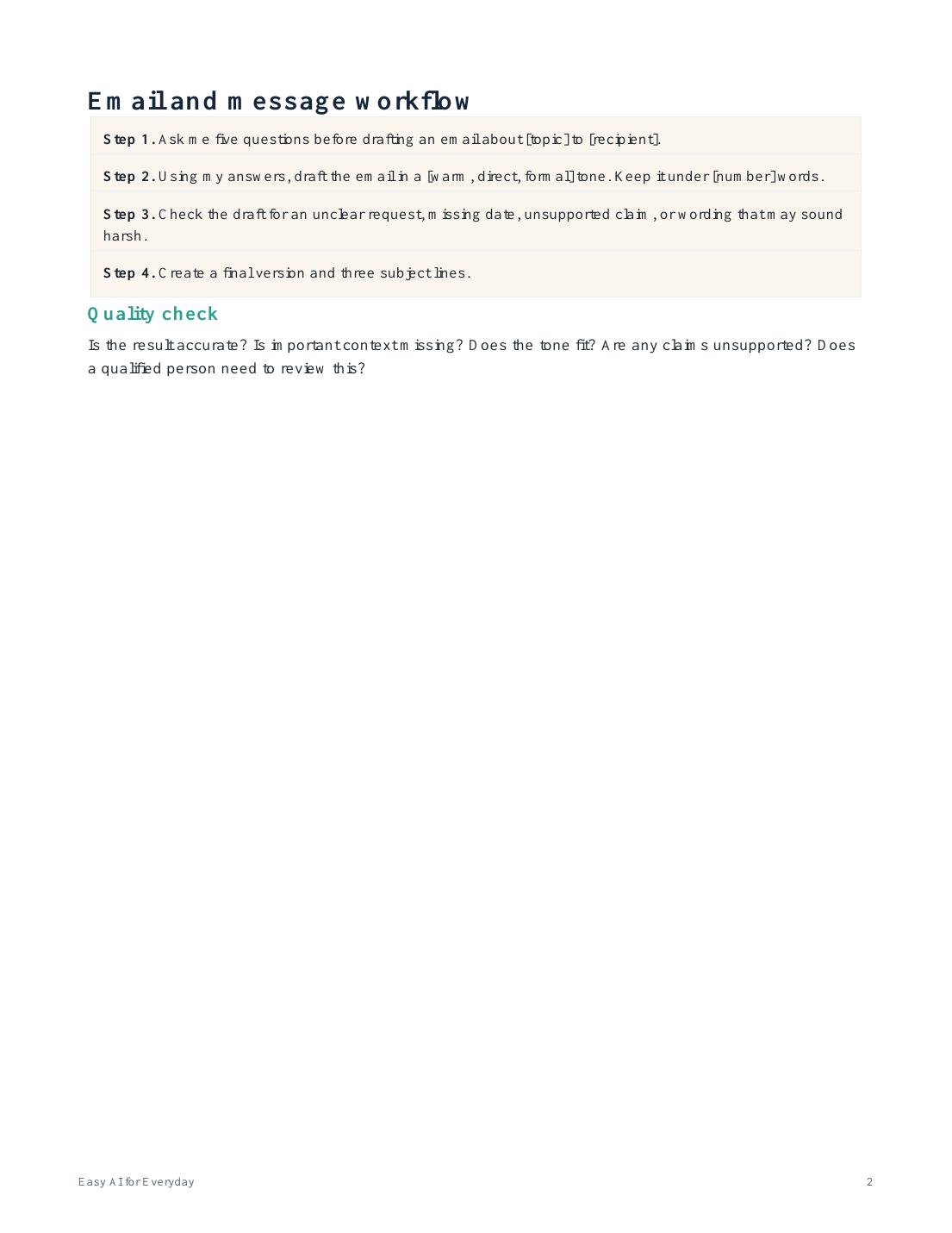 Email and message workflow preview